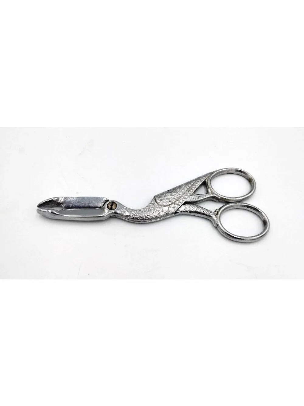 Vintage Crane Bird Sugar Cube Tongs Chrome Plated Figural Serving Utensil 5.25